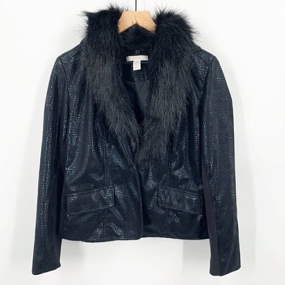 Chicos Faux Leather Shine Blazer - Picture 1 of 12